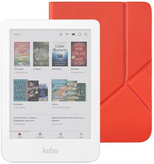 Main image of Clara Colour eReader (White) with Case Bundle (Cayenne Red SleepCover, Case Bundle)
