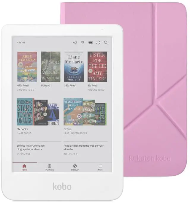 Main image of Clara Colour eReader (White) with Case Bundle (Candy Pink SleepCover, Case Bundle)