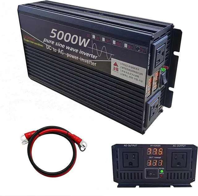 Main image of 5000 Watt Power Inverter 12V DC to 110V AC Converter, LED Display with 2 AC Outlets Dual Fans Radiating for RV, Camp and Home, Electric Tool Pure Sine Wave Inverter (110V, 5000W 12V)