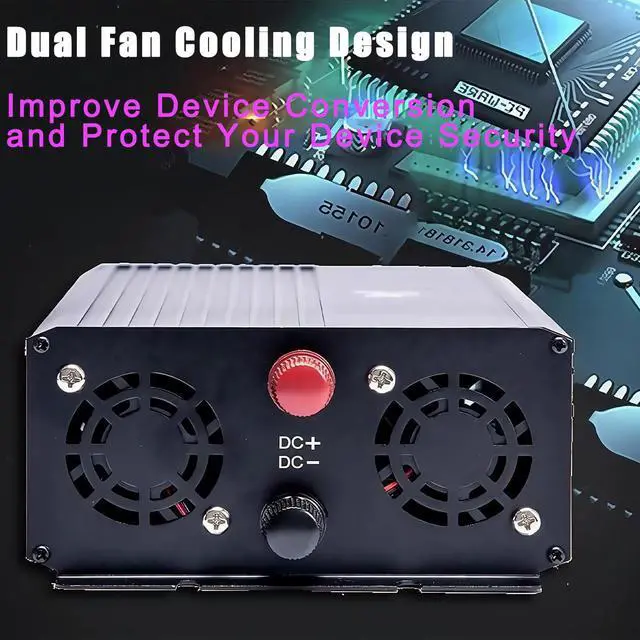 Alt view image 4 of 6 - 5000 Watt Power Inverter 12V DC to 110V AC Converter, LED Display with 2 AC Outlets Dual Fans Radiating for RV, Camp and Home, Electric Tool Pure Sine Wave Inverter (110V, 5000W 12V)