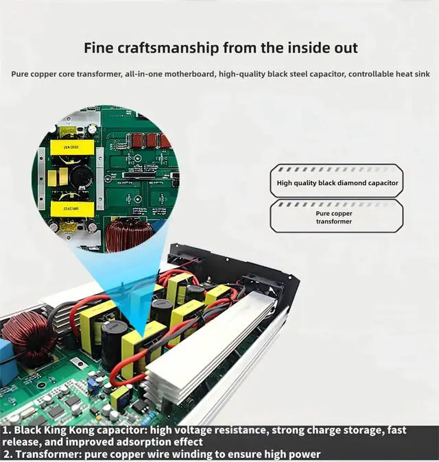 Alt view image 5 of 6 - 5000 Watt Power Inverter 12V DC to 110V AC Converter, LED Display with 2 AC Outlets Dual Fans Radiating for RV, Camp and Home, Electric Tool Pure Sine Wave Inverter (110V, 5000W 12V)