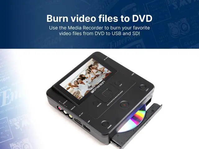 Alt view image 3 of 6 - EMT-1200 Multimedia Recorder with 4.3-Inch LCD Screen: Record Videos, Music, and Photos from Phone to DVD, USB, or Memory Card - HD Media Output, App Integration, and Accessories Included