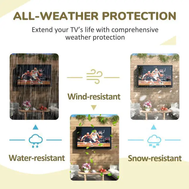 Alt view image 6 of 6 - 32-43 Inch Outdoor TV Enclosure, Iron Weatherproof TV Protector | 43IN Outdoor Television Cover, Clear Transparent Panel, Metal Frame, With Adjustable Wall Mount Bracket, Right Door, Black