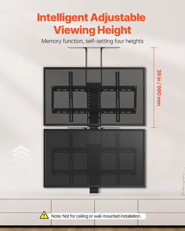 Alt view image 2 of 6 - Motorized TV Lift Stand, 32-70 Inch, 120 lbs Max Load, Floor Mount, Supports Most VESA Patterns, Ideal for Offices, Living Rooms & More