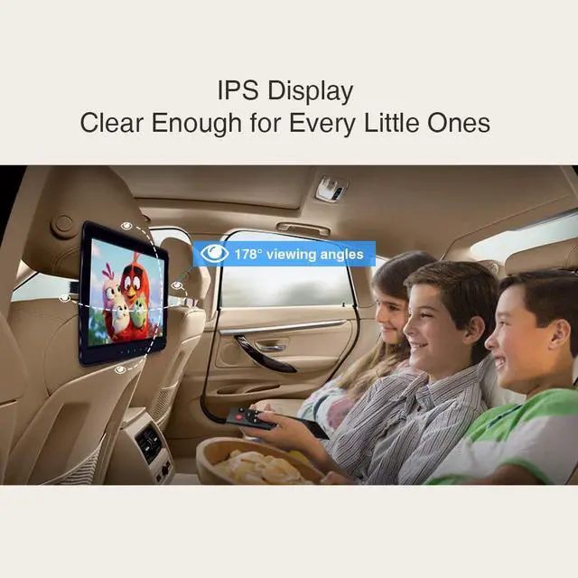 Alt view image 4 of 6 - Dual Car Headrest Video Player 11.6 Inch IPS Screen Portable Car Headrest Mount Monitor with 2 Black Wireless IR Headphones Supports 1080P Video, HDMI Input, USB/SD, AV in, IR FM