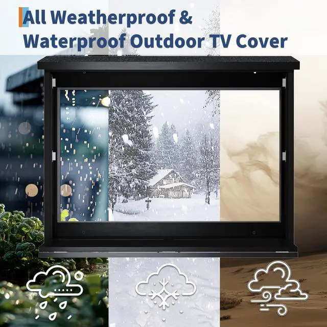 Alt view image 5 of 6 - 50-55" Outdoor TV Enclosure with Mount, Outside Weatherproof Hard TV Box | Dual-Arm Steel Bracket Included, Outdoor TV Box Weatherproof for Covered Patio,Pool & Pergola Black