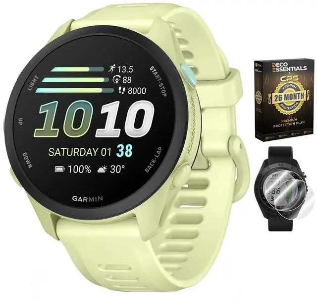 Main image of Forerunner 70, 1.2" AMOLED GPS Running Watch, Training Readiness, 13-Day Battery, Citron, 010-04307-02 w/Deco Essentials 26-Month CPS Protection & 2-Pack Screen Protector