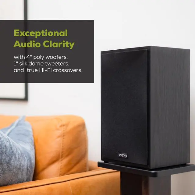 Alt view image 2 of 6 - Classic B65A Powered Bluetooth Bookshelf Speaker Pair (Black, 6.5")