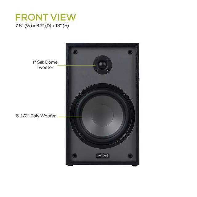 Alt view image 5 of 6 - Classic B65A Powered Bluetooth Bookshelf Speaker Pair (Black, 6.5")