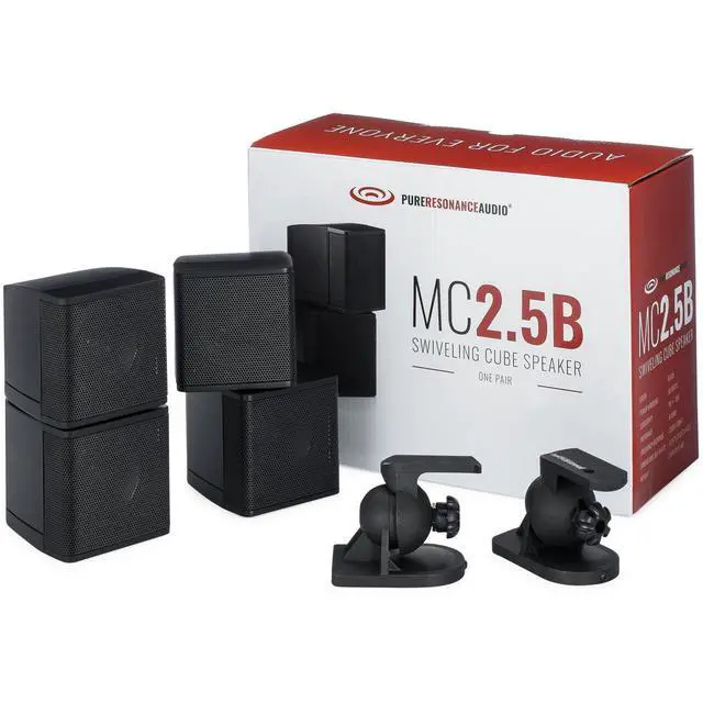 Alt view image 2 of 6 - MC2.5B Mini Cube 2.5 inch Speaker Bundle with Installation Wire - Home Value Pack (4 Pack, Black) (with Brackets & Wire)