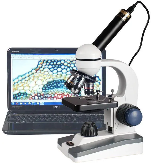 Main image of M150C-E5 Student Microscope, 40X-1000X, 5MP Cam | 40X-1000X Magnification Range 5MP CMOS Sensor USB 2.0 Connectivity Built-In LED Illumination