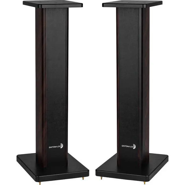 Alt view image 2 of 5 - Universal Wood Speaker Stand Pair (28in Walnut)