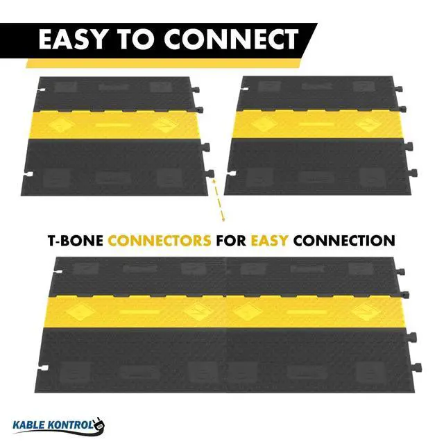 Alt view image 4 of 6 - Atlas ADA Compliant Cable Protector Ramp Heavy Duty - 5 Channel Low Profile - 1 Pc - 36 Long Black & Yellow 33,040 Lbs Per Axle Capacity - Rubber Speed Bump Wire Protector Cord