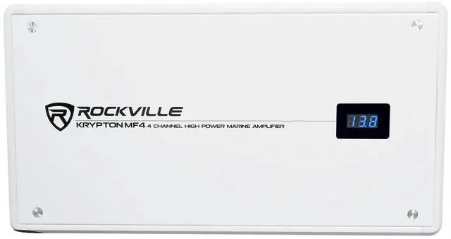 Alt view image 2 of 6 - Krypton MF4 White 4 Channel Marine Amplifier Boat Amp | 2400W Peak/600W RMS, Class AB, Dyno Certified, Conformal Coated, Rustproof, Bridgeable, 12dB Crossover, PA Mic with Talkover