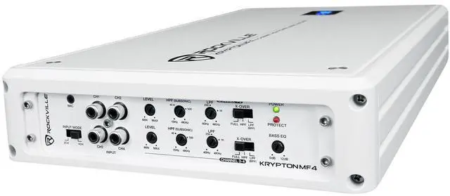 Alt view image 5 of 6 - Krypton MF4 White 4 Channel Marine Amplifier Boat Amp | 2400W Peak/600W RMS, Class AB, Dyno Certified, Conformal Coated, Rustproof, Bridgeable, 12dB Crossover, PA Mic with Talkover