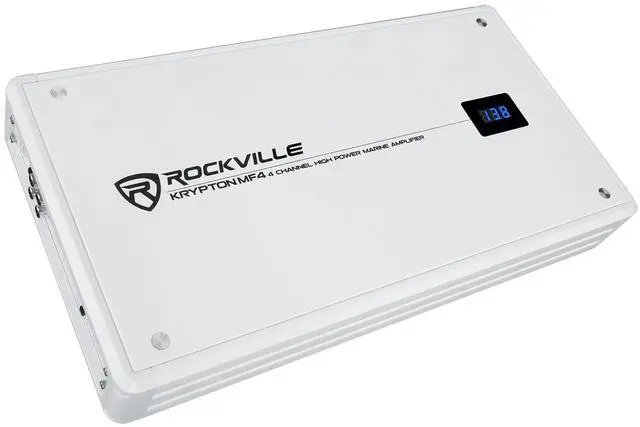 Alt view image 6 of 6 - Krypton MF4 White 4 Channel Marine Amplifier Boat Amp | 2400W Peak/600W RMS, Class AB, Dyno Certified, Conformal Coated, Rustproof, Bridgeable, 12dB Crossover, PA Mic with Talkover