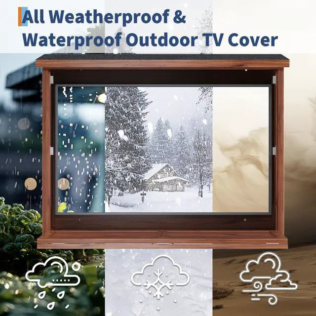 Alt view image 5 of 6 - 55'' Wood Outdoor TV Enclosure Wall-Mounted TV Box for TVs 32"-55", Dual-Arm Steel Bracket Included, Outside TV Cabinet Weatherproof for Covered Patio & Pergola Walnut
