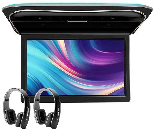 Main image of 11.6 Inch Car Overhead Roof Mounted Monitor Screen Ultra-Thin Flip Down TV for Cars 1080P Car Video Player Supports IR, USB, HDMI, AV Input (No DVD), One Pair Black IR Headphones Included