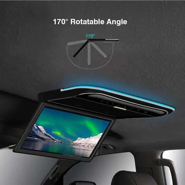 Alt view image 4 of 6 - 11.6 Inch Car Overhead Roof Mounted Monitor Screen Ultra-Thin Flip Down TV for Cars 1080P Car Video Player Supports IR, USB, HDMI, AV Input (No DVD), One Pair Black IR Headphones Included