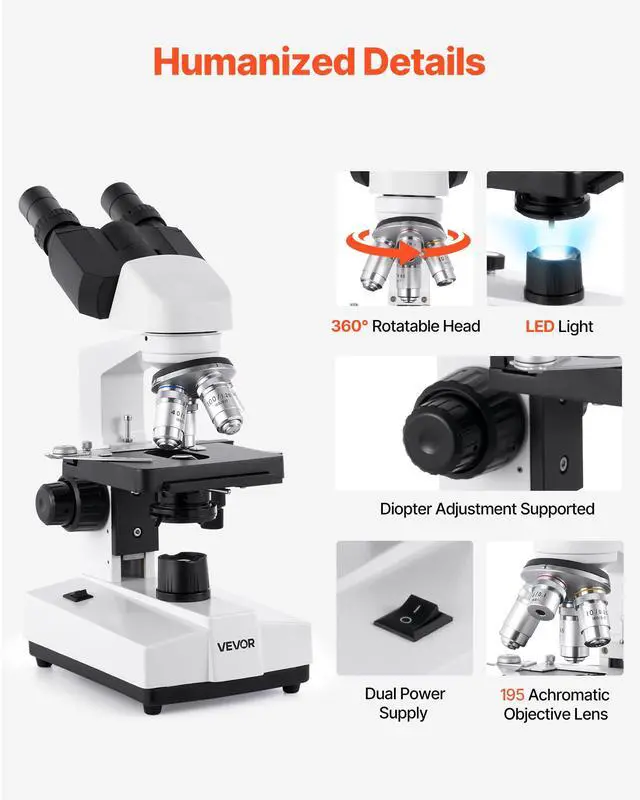 Alt view image 5 of 6 - Binocular Microscope, 40-5000X Magnification, Professional Compound Microscope for Adult with Dual Stage and Two Sets of Eyepieces, Aluminum Alloy Body, Includes LED Light and Phone Holder