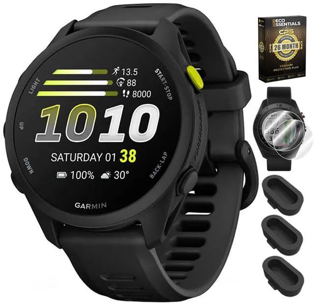 Main image of Forerunner 70, 1.2" AMOLED GPS Running Watch, Training Readiness, 13-Day Battery, Black, 010-04307-00 w/Deco Essentials 26-Month CPS, Screen Protector & 3-Pack Dust Cover