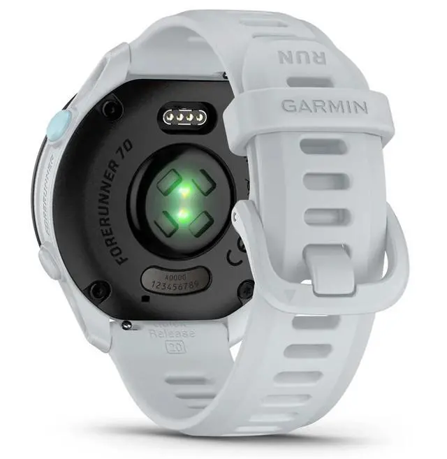 Alt view image 5 of 6 - Forerunner 70, 1.2" AMOLED GPS Running Watch, Training Readiness, 13-Day Battery, Whitestone, 010-04307-01 w/Deco Essentials 26-Month CPS, Screen Protector & 3-Pack Dust Cover