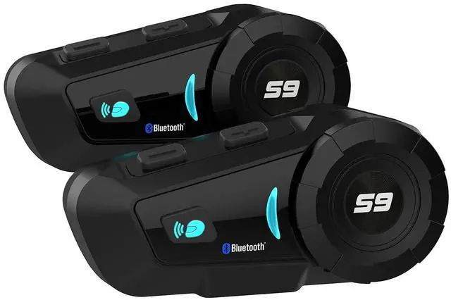 Main image of S-9 Motorcycle Helmet Bluetooth Headset 1000m 6 Riders Intercoms, Bluetooth Motorcycle Headset with CVC Noise Cancellation, Helmet Bluetooth Headset with IP65 Waterproof/Handsfree/Voice Control/2 Pack