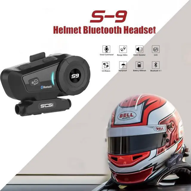 Alt view image 2 of 6 - S-9 Motorcycle Helmet Bluetooth Headset 1000m 6 Riders Intercoms, Bluetooth Motorcycle Headset with CVC Noise Cancellation, Helmet Bluetooth Headset with IP65 Waterproof/Handsfree/Voice Control/2 Pack