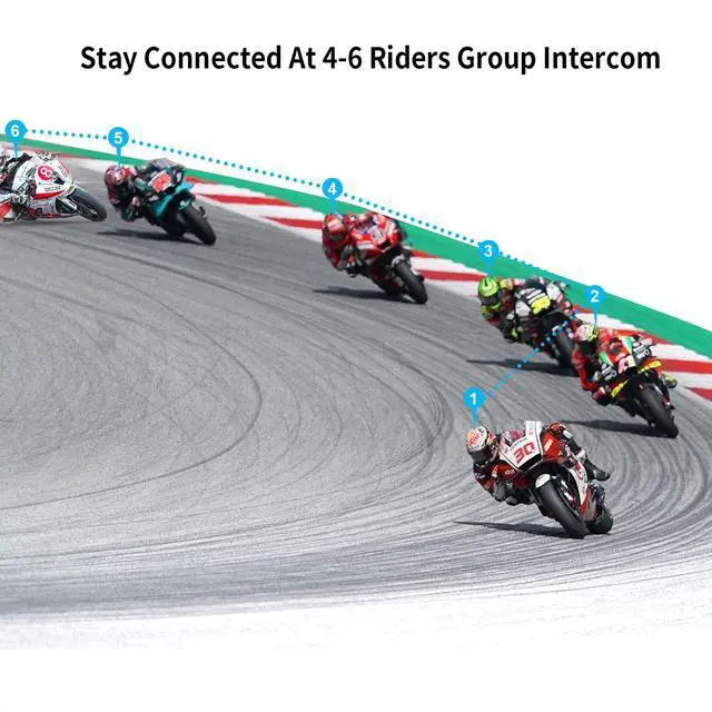 Alt view image 3 of 6 - S-9 Motorcycle Helmet Bluetooth Headset 1000m 6 Riders Intercoms, Bluetooth Motorcycle Headset with CVC Noise Cancellation, Helmet Bluetooth Headset with IP65 Waterproof/Handsfree/Voice Control/2 Pack
