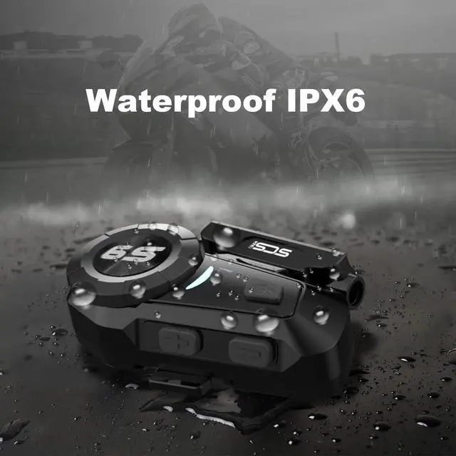 Alt view image 6 of 6 - S-9 Motorcycle Helmet Bluetooth Headset 1000m 6 Riders Intercoms, Bluetooth Motorcycle Headset with CVC Noise Cancellation, Helmet Bluetooth Headset with IP65 Waterproof/Handsfree/Voice Control/2 Pack