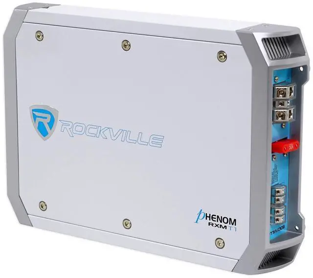 Main image of RXM-T1 2-Channel Marine/Boat Amplifier 1500W Peak/370W RMS | Class A/B, MOSFET Power Supply, 2-Ohm Stable, 4-Ohm Bridgeable, High-Level Input, RCA Output, Smart Auto Turn-On, Bass EQ