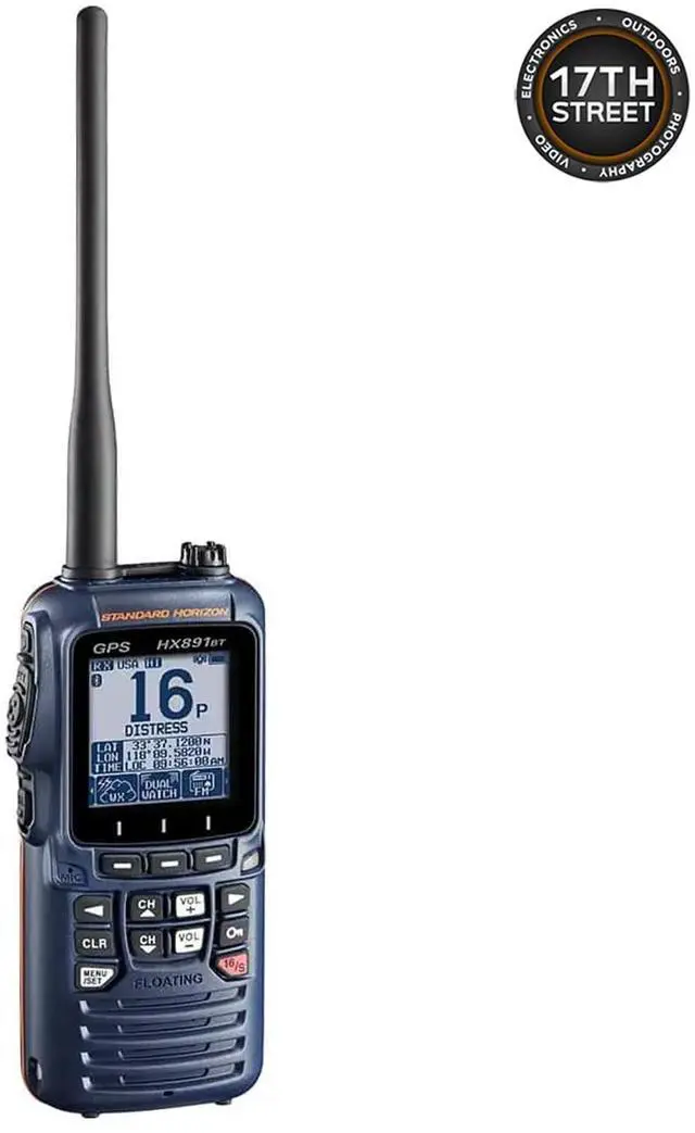 Alt view image 5 of 5 - HX891BT Floating Handheld VHF Transceiver Radio Bundle Kit | Bluetooth, Waterproof 6W transceiver with High Resolution Dot Matrix Display Marine Radio. Includes hanger bracket & cloth