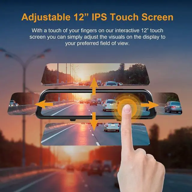 Alt view image 4 of 6 - M2 Smart BSD ADAS Dual Mirror Dash CAM 12 IPS Touch Screen, 1080p (Front+Rear),GPS,Stream Media, Parking Monitor, Night Vision,Blind SPOT Detection, Backup Camera for CAR, Pick UP Truck, Taxi