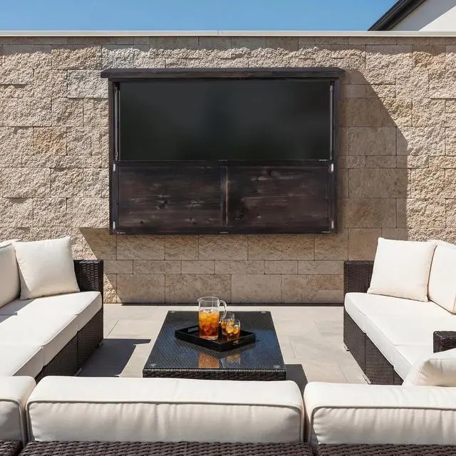 Alt view image 6 of 6 - Hard Outdoor TV Cover 45 to 55 inch, Solid Wood Weatherproof TV Enclosure with Mount for Outside Flat Screen and TV