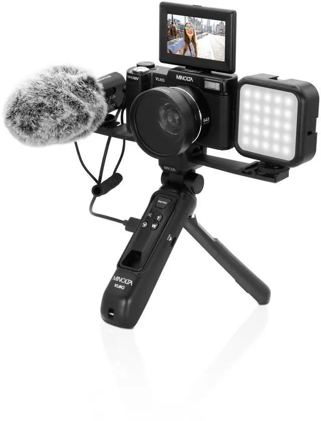 Main image of VLOG MND60V 64MP 4K60FPS Camera Kit w/Tripod, Mic, LED Light, Case | Capture sharp photos and video with intuitive controls for travel, family and everyday moments