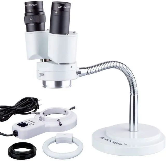Main image of SE508-FRL 8X Binocular Stereo Microscope w/ 360 Revolve + 8W | Flexible Gooseneck Design Fluorescent Ring Light