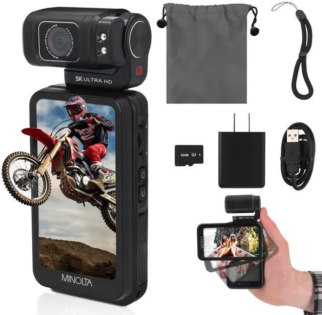 Main image of Showtime MN5KGP1 5K 20MP Camcorder w/Tilt Lens Hed and Night Vision | Capture sharp HD video with an easy-to-use touchscreen and versatile zoom for everyday recording