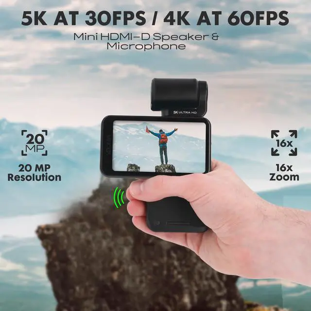 Alt view image 4 of 6 - Showtime MN5KGP1 5K 20MP Camcorder w/Tilt Lens Hed and Night Vision | Capture sharp HD video with an easy-to-use touchscreen and versatile zoom for everyday recording