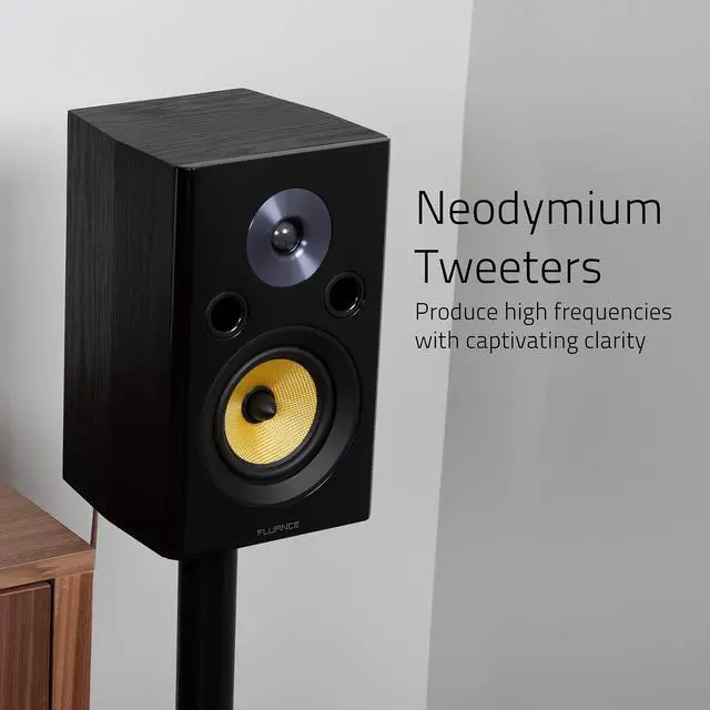 Alt view image 3 of 6 - Signature HiFi 2-Way Bookshelf Surround Sound Speakers for 2-Channel Stereo Listening or Home Theater System - Black Ash/Pair (HFS)