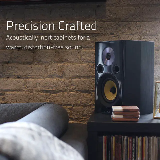 Alt view image 4 of 6 - Signature HiFi 2-Way Bookshelf Surround Sound Speakers for 2-Channel Stereo Listening or Home Theater System - Black Ash/Pair (HFS)