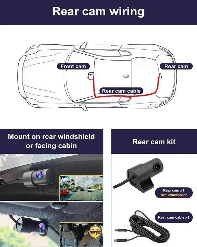 Alt view image 4 of 6 - Front 4K+Rear 1080P Dash Cam for 2024-2026 Subaru Crosstrek & Crosstrek Hybrid (HD2-D6800), OEM Look, 2 Way HD Video, WiFi & APP, Loop Recording, G-Sensor, Easy to Use, 128GB Card