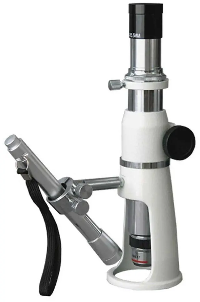 Main image of H2510 Handheld Stand Measuring Microscope, 20x/50x/100x | 20X 50X and 100X Widefield Shop Microscope with Measuring Reticle and Battery-Powered Pen Light