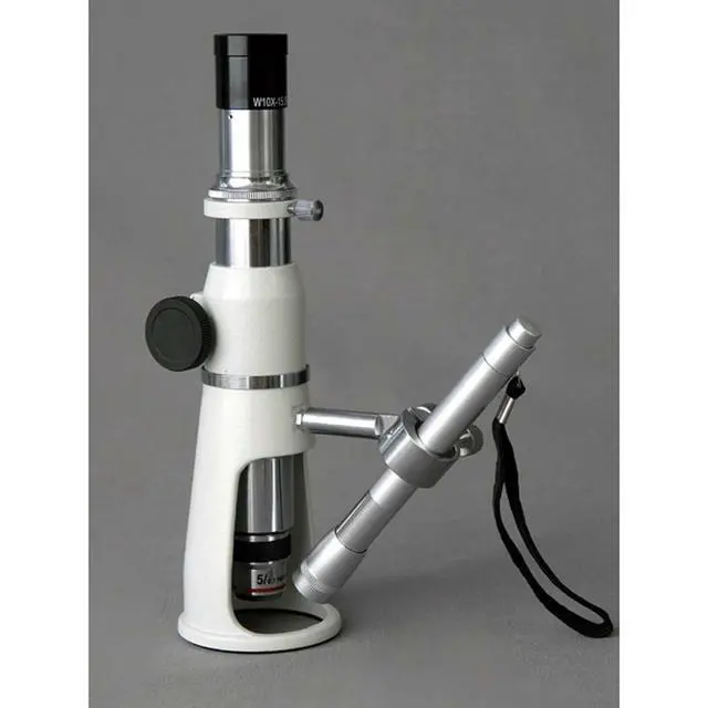 Alt view image 2 of 6 - H2510 Handheld Stand Measuring Microscope, 20x/50x/100x | 20X 50X and 100X Widefield Shop Microscope with Measuring Reticle and Battery-Powered Pen Light