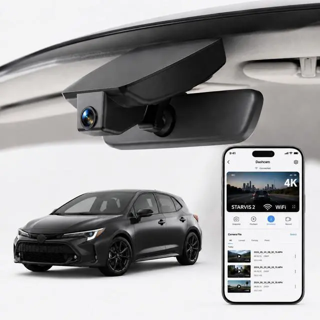 Main image of 4K STARVIS 2 OEM-Fit Dash Cam for Toyota Corolla 2020-2022, 64GB | Gray Front-only Hidden Fit; IMX675, F/1.5, Wi-Fi app, Plug-and-play, Loop Recording, G-sensor and Hardwire Kit Included
