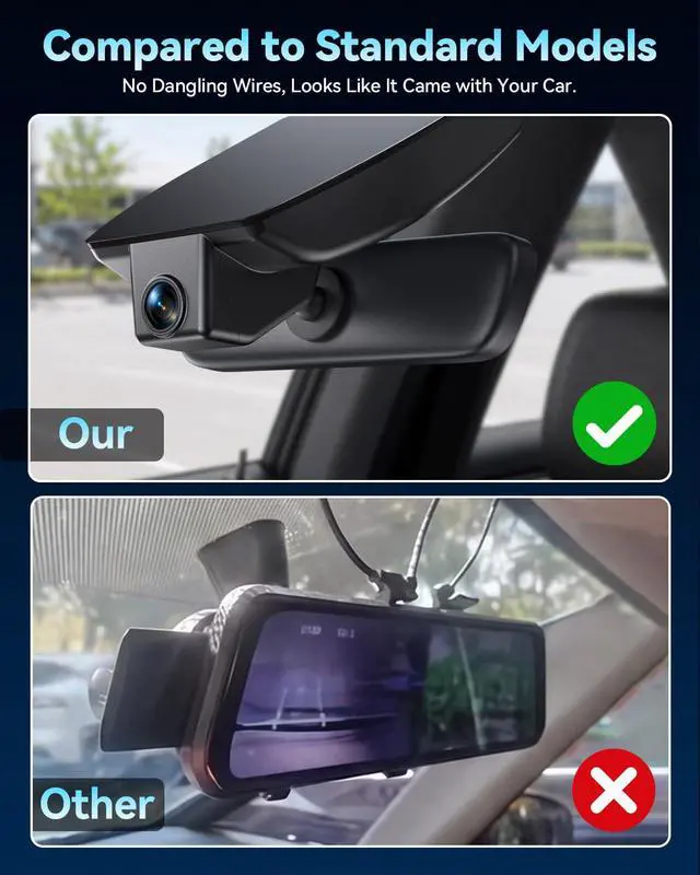 Alt view image 3 of 6 - 4K STARVIS 2 OEM-Fit Dash Cam for Toyota Corolla 2020-2022, 64GB | Gray Front-only Hidden Fit; IMX675, F/1.5, Wi-Fi app, Plug-and-play, Loop Recording, G-sensor and Hardwire Kit Included