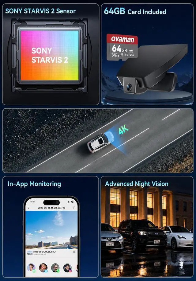 Alt view image 5 of 6 - 4K STARVIS 2 OEM-Fit Dash Cam for Toyota Corolla 2020-2022, 64GB | Gray Front-only Hidden Fit; IMX675, F/1.5, Wi-Fi app, Plug-and-play, Loop Recording, G-sensor and Hardwire Kit Included