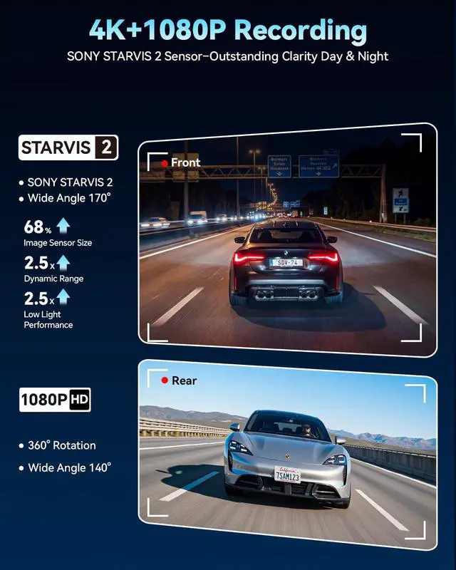 Alt view image 6 of 6 - 4K STARVIS 2 OEM-Fit Dash Cam for Toyota Corolla 2020-2022, 64GB | Gray Front-only Hidden Fit; IMX675, F/1.5, Wi-Fi app, Plug-and-play, Loop Recording, G-sensor and Hardwire Kit Included