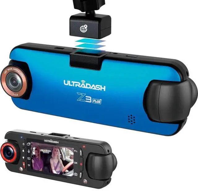 Main image of UltraDash Z3+ Commercial Edition - Dual Lens Dash Cam for Rideshare Taxi Truck Ambulance Police Professional Drivers Wide Angle IR Lens Night Vision Infrared 2.7" LCD HDR Cabin Passenger
