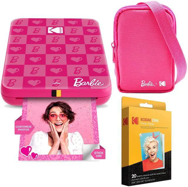 Main image of x Barbie Step Slim Wireless Instant Portable Photo Mobile Printer Barbie Starter Bundle (Iconic Style)+ Barbie Deluxe Camera Case + Zink Paper (20 Sheets)