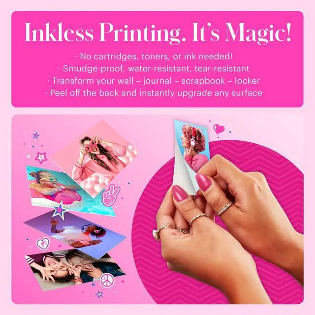 Alt view image 4 of 6 - x Barbie Step Slim Wireless Instant Portable Photo Mobile Printer Barbie Starter Bundle (Iconic Style)+ Barbie Deluxe Camera Case + Zink Paper (20 Sheets)